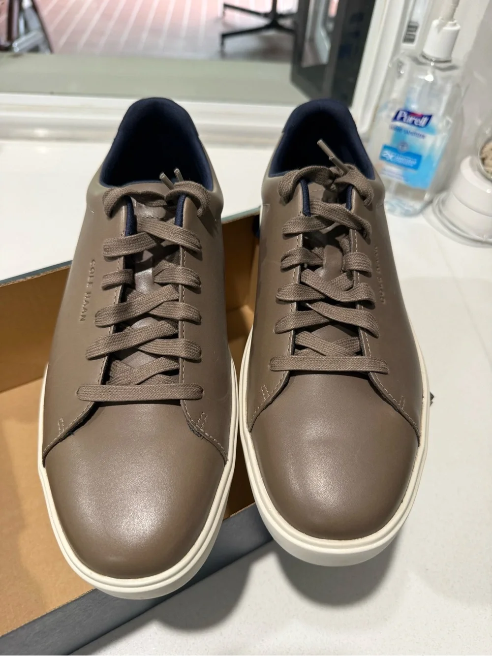Cole Haan Men’s Taupe Sneakers with Navy Collar